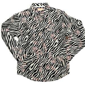 Ransom Ranch Youth/Girls XL Zebra and Pink Paisley Western Pink Pearl Snap Shirt